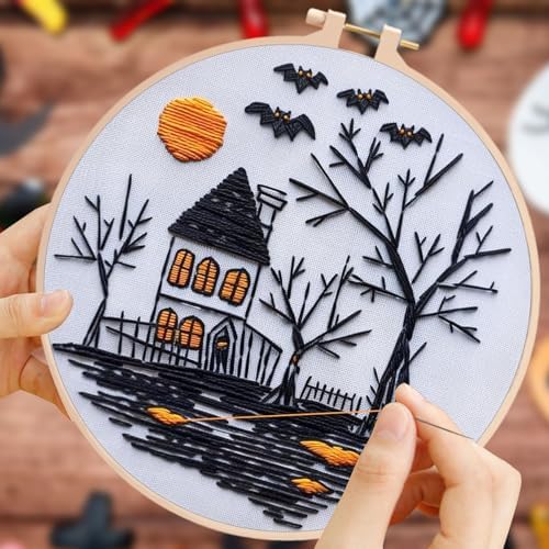 YOUDRN Halloween Embroidery Kit, 4 Set Halloween Cross Stitch Kit - Image 6