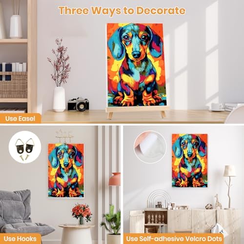 MXJSUA Dachshund Dog Paint by Numbers Kit with Frame for Adults, Animal Easy Beginners Paint by Number on Canvas with Easel, Acrylic Number Painting Craft Gifts for Home Decor, 8x12 inch - Image 2