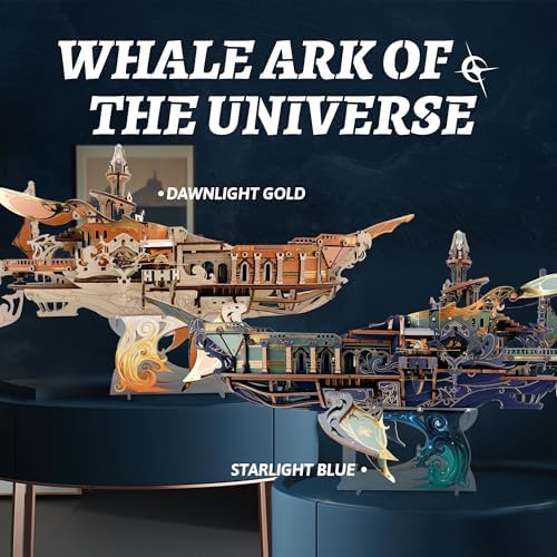 3D Wooden Puzzle for Adults Whale Spaceship DIY Dollhouse Kit - Image 2