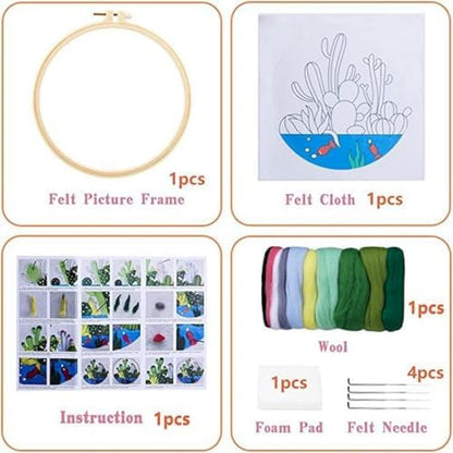 CaptainCrafts Needle Felting Kit, Wool Felt Supplies, Embroidery Hoops, Wool Painting Tools Needle Felting Starter Kit for DIY Decoration (Lotus Flower) - Image 6