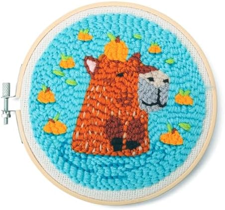 Kikkerland Capybara Punch Needle Kit – Embroidery Set for Kids & Adults – Includes Hoop, Canvas, Yarn, Threader, Punch Needle, & Pattern - Image 2