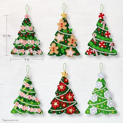Bucilla Felt Applique 6 Piece Ornament Making Kit, Festival of Trees, Perfect for DIY Arts and Crafts Projects, 89662E - Image 2