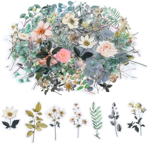 85-Piece Floral Scrapbook Stickers, Self-Adhesive Daisy Camellia by Pengxiaomei