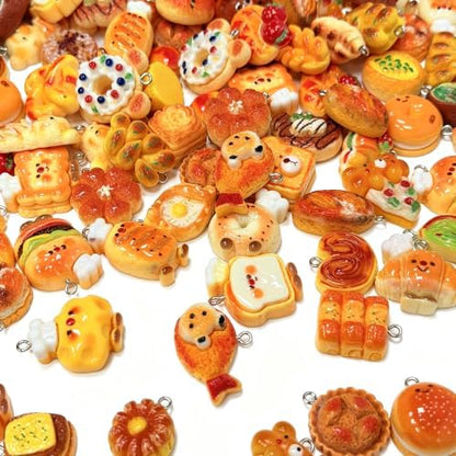 Food Charms Bulk, 152PCS Kawaii Pastel Resin Jewelry Making Kit with Lobster Clasps, Earring Hooks, Bead Necklaces & Jump Rings for Kandi Bracelets, Earrings, Necklaces, Keychains - Image 5