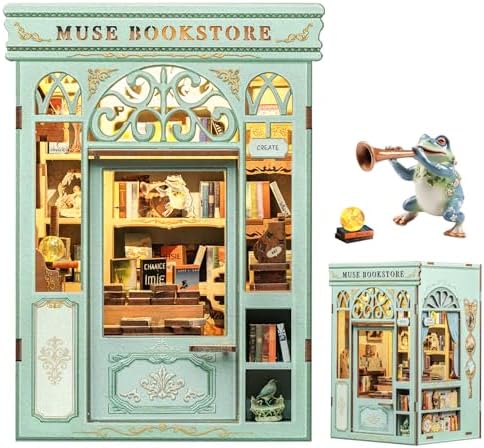 Fsolis Book Nook Kit - 3D Wooden Puzzles for Adults (Muse Bookstore) by FsolisDIYDollhouse