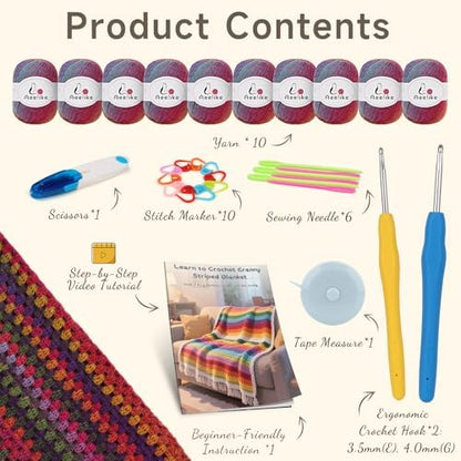 Aeelike Crochet Blanket Kit for Adults Advanced,Boho Vintage Blanket Craft - Image 2