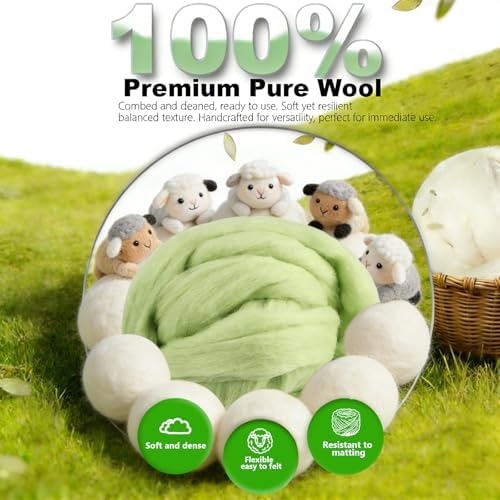 Wool Roving-3.5oz Needle Felting Wool, Soft Multi-Color Wool Fiber - Image 5