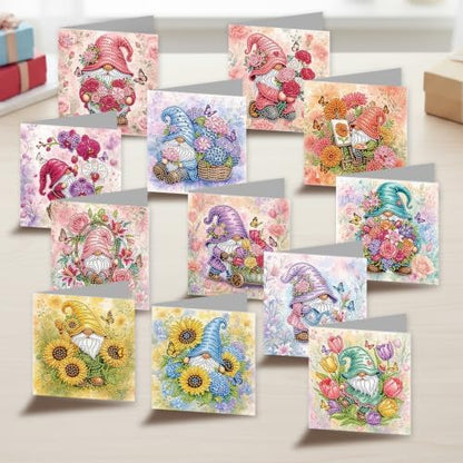 LAKEQUILL DIY Diamond Art Painting Greeting Kit, 12 Pieces, Creative Craft Set，Flower Goblin - Image 2