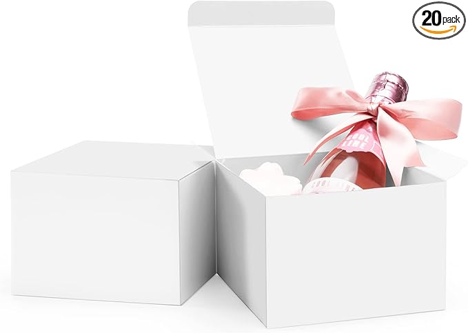 ValBox 5x5x3.5 White Gift Boxes, 20 PCS Gift Boxes with Lids for Presents, Small Bridesmaid Box for Gifts, Wedding, Crafting, Recyclable, Easy Assemble Cardboard Boxes