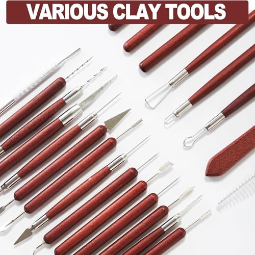 LINPHCEY 22-Piece Clay Sculpting Tools Set Perfect for Polymer Air Dry Modeling Clay Beginners & Professionals Ideal for DIY Pottery & Ceramics Tools for Clay Sculpey Sculpting & Crafting - Image 4