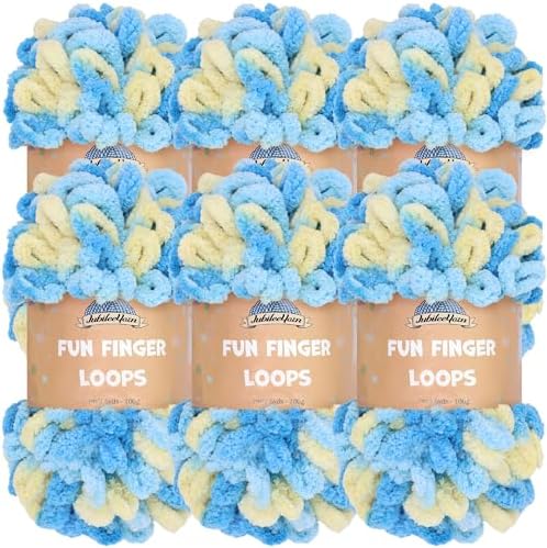 JubileeYarn Fun Finger Loops Yarn - 100g/Skein Jumbo Polyester - Tyche - 6 Skeins by BambooMN