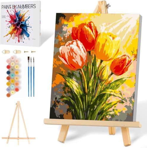 Mowana Tulips Paint by Numbers Kit for Adults Beginners by Mowana