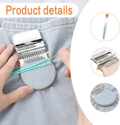 Mini Loom Machine, Small Weaving Loom, Speedweve Darning Mini Loom Kits, Small Loom Speedweve Type Weave Tool, Wooden Speedweve Darning Loom Type Weave Tool for Mending Jeans Socks Clothes - Image 3