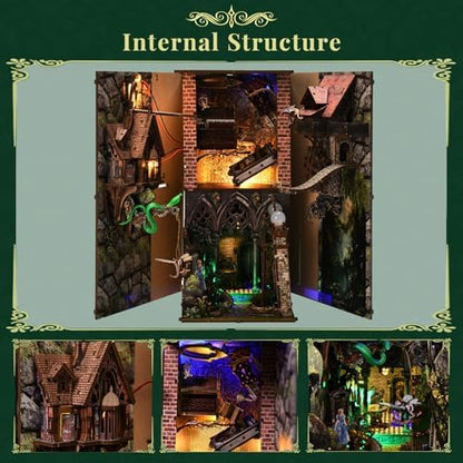 MiniCity Down the Rabbit Hole DIY Book Nook Kit, Bookshelf Insert with LED - Image 3