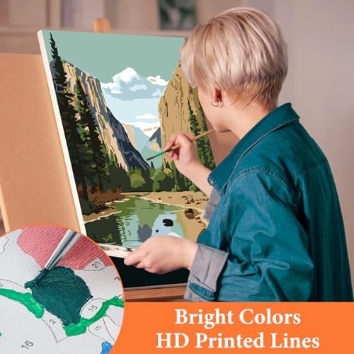 6 Pack Paint by Numbers Kit for Adults Beginner National Park 8x12 Inch - Image 5
