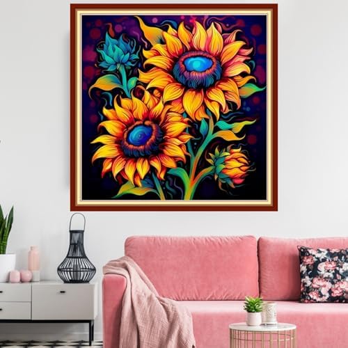Redxing Stamped Cross Stitch Kits Embroidery kit for Beginners Adults Full Range of Embroidery Patterns Starter Kits DIY Printed Cross Stitch Kits Needlepoint Kits 11CT-Magic Sunflower 18x18 inchs - Image 2