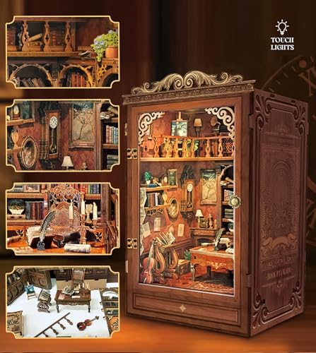Spilay DIY Dollhouse Booknook Kit,DIY Bookshelf kit,with LED Light for Bookends Model Build kit,Handmade Crafts Gifts for Birthday Valentine's Day.(TIME Book House) - Image 5