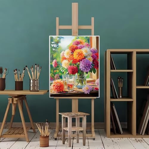 Natuyalo Paint by Numbers Kit for Adults - Flowers Adult Paint by Number Kits on Canvas for Beginners, DIY Acrylic Number Painting Kits for Home Wall Decor Gift 16x20 inch - Image 2