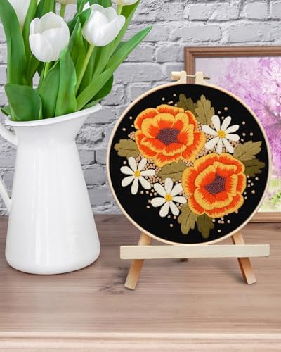 ERKOON Embroidery Kit for Beginners, Flower Cross Stitch Set Include Embroidery Cloth Hoops Threads for Craft Lover Hand Stitch with Embroidery Skill Techniques (Floral) - Image 6