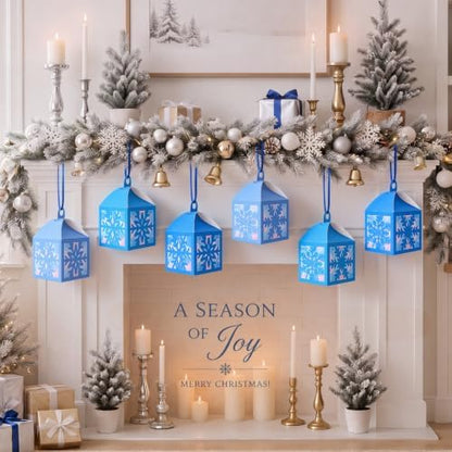Maitys 16 Sets Winter Snowflake Blue Paper Lantern Suncatcher Craft Kits - Image 5