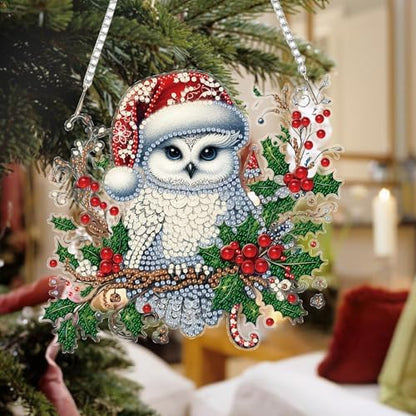 Auremi Christmas Diamond Art Painting Pendant Kits with Chain,5D Owl Diamond Art Hanging Kit DIY Diamond Crystal Window Door Hanging Pendant Kit for Adults Gift Wall Decor - Image 5