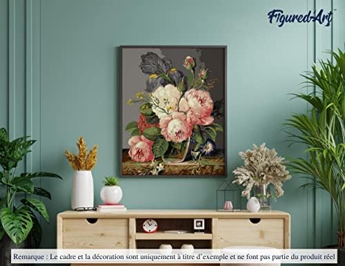Figured'Art Paint by Number Adult with Orange and Purple Bouquet Frame – Manual Activity Kit DIY Art Number – 40 x 50 cm Stretched Canvas on Frame - Image 4