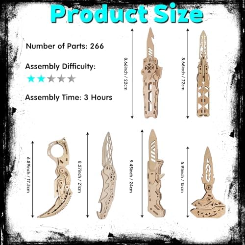 3D Wooden Puzzles for Adults – 6 Knife-Shaped Puzzles with 266 Pieces - Image 7