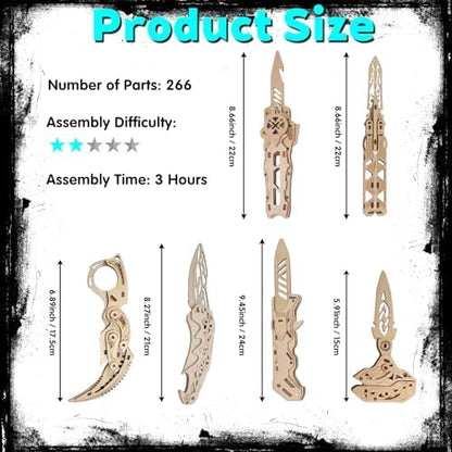 3D Wooden Puzzles for Adults – 6 Knife-Shaped Puzzles with 266 Pieces - Image 7