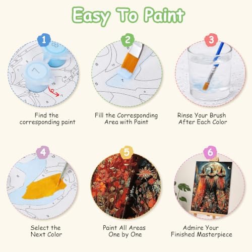 Spandrel Halloween Witch Paint by Number Kits for Adults, Witch Paint by Number Kits on Canvas, DIY Acrylic Oil Halloween Painting by Numbers Gitfs for Home Wall Decor, 8x12in - Image 7