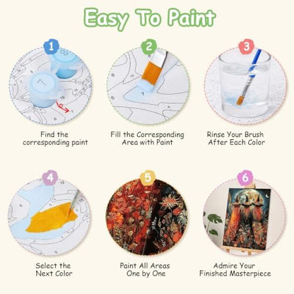 Spandrel Halloween Witch Paint by Number Kits for Adults, Witch Paint by Number Kits on Canvas, DIY Acrylic Oil Halloween Painting by Numbers Gitfs for Home Wall Decor, 8x12in - Image 7