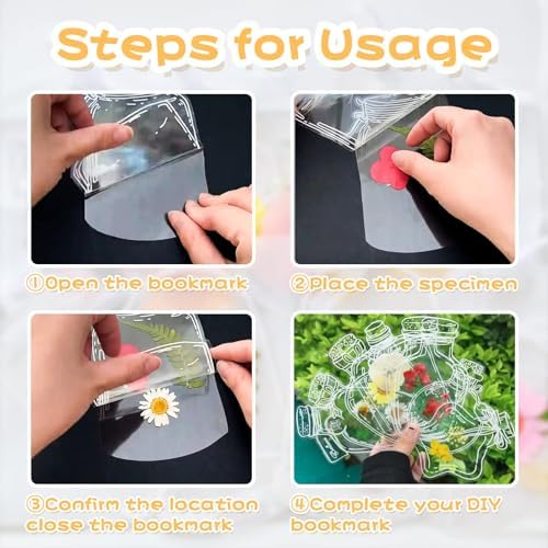 Transparent Dried Flower Bookmarks, Kaluofan 40Pcs Dried Flower Bookmark Kit, Handmade Dried Flower Bookmarks, Handmade DIY Transparent Bookmark Beautiful Flower Page - Image 5