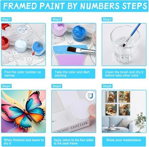 Fotasmua 4 Pack Dog Paint by Numbers Kit for Adults with Frame, Funny Bathroom Dog Paint by Number for Beginners, Easy Acrylic Adult Paint by Number Kits for Home Wall Decor 8x8 Inch - Image 7