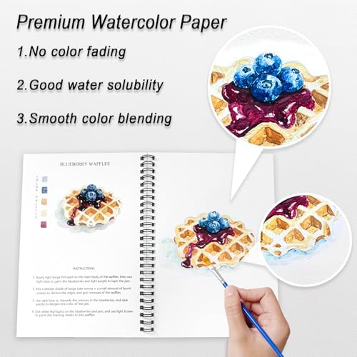 Watercolor Workbooks Baking, 15 Beautiful Paintings for Water Color Book Adult, Watercolor Coloring Book for Beginners, Watercolor Workbook for Adults Teens (Without Palette, Baking) - Image 4