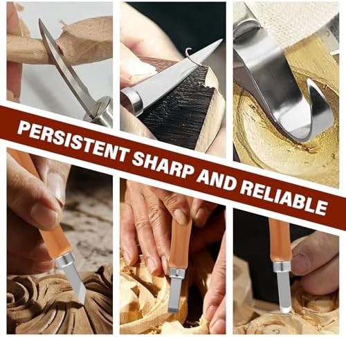 18Pcs Beginner Adult Wood Carving Tool Kit, Wood Whittling Knife Set with Basswood Carving Blocks, Leather Sharpening Strop & Safety Gloves for DIY Projects(Multicolor) - Image 5