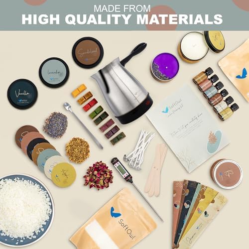 SoftOwl Premium Soy Candle Making Kit - Black Edition - Full Set with Electric Melter - Soy Wax, Big 16 Tins, 8 Pleasant Scents, 8x2 Color Dyes & More - Perfect as Home Decorations - Image 6