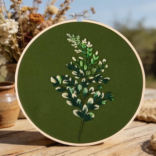 Crafmanoe Hand DIY Embroidery Kits for Beginners Adults, Plant Crewel Embroidery Starter Kits, Stamped Cross Stitch Kits for Beginners Adults Craft Kits for Women, Embroidery Hoops, Fabric and Thread - Image 6