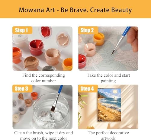 Mowana Beach Paint by Numbers Kit for Adults- Paint by Numbers for Adults Beginner, Sea Ocean Adult Paint by Number for Gift and Home Wall Decor(8 * 12 Inch) - Image 3