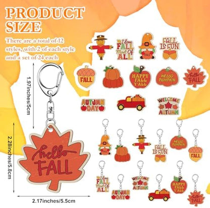 RattanView 24 Pcs Fall Craft Keychains DIY Keychain, 12 Styles - Image 2