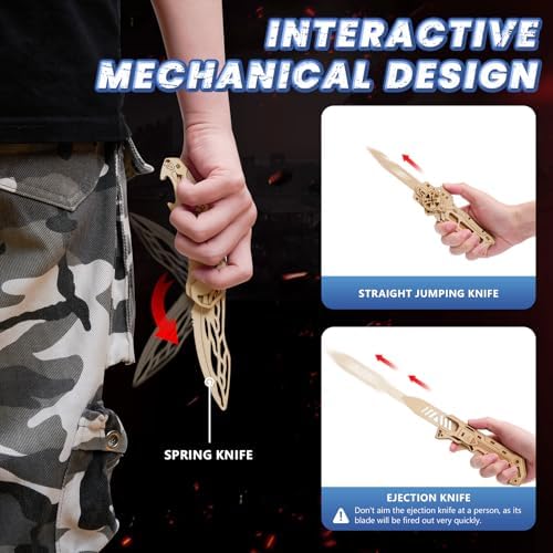 3D Wooden Puzzle for Adults: 3-in-1 DIY Wooden Puzzles Knife Kit - 134 Pcs Brain Teaser Mechanical Model Building Toy for Adult Hobby - Wooden Craft Art Unique Gift Idea for Teens Men - Image 2