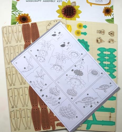 3D Wooden Flower Puzzle Kit for Adults | DIY Botanical Bouquet Building Set with Adjustable Vase | Home Decor & Stress Relief Gift-Sunflower (83PCS) - Image 5