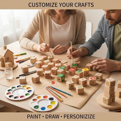 1 Inch Wood Blocks for Crafts, Unfinished Wood Cubes, Natural Blank Square Wooden Blocks, Wooden Cubes for Arts Crafts DIY Projects（1 * 1 * 1 inch，50Pcs） - Image 3