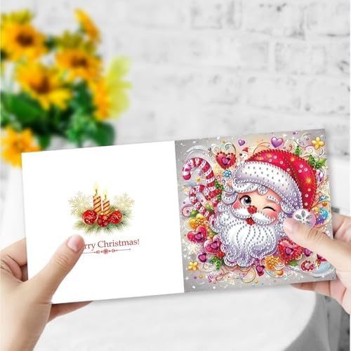 DIY Diamond Greeting Cards Set Christmas, 5D DIY Diamond Art Painting Greeting Card, DIY Christmas Card Making Kits for Family Friends Handmade Gift-#29-Christmas - Image 3
