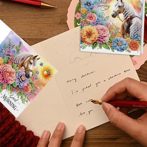 TDFERAN Diamond Painting Birthday Flower Bouquet Card 6 Set Colorful Flowers Card Handmade Art Work Crystal Puzzle Birthday Party Invitation Blank Cards Family Dinner Surprise Greeting Cards Birthday - Image 7