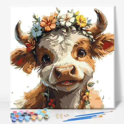 Camocin Framed Paint by Numbers Kit for Adults Beginners – Highland Cow by CamocinDIYKit