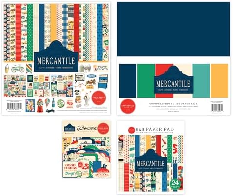 Carta Bella Mercantile Classic Bundle Art Craft Kit with Collection Kit, Solids Kit, Ephemera, and 6x6 Paper Pad by Unknown