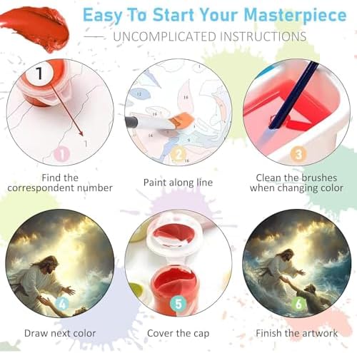 Jesus Paint by Numbers Kit for Adults Framed Canvas 12X16 in, Frameworkless - Image 7