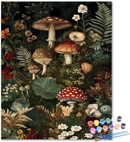 Mushroom Paint by Number, Paint by Numbers Kit for Adults Beginner 16x20 in by Unknown