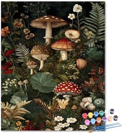 Mushroom Paint by Number, Paint by Numbers Kit for Adults Beginner 16x20 in by Unknown