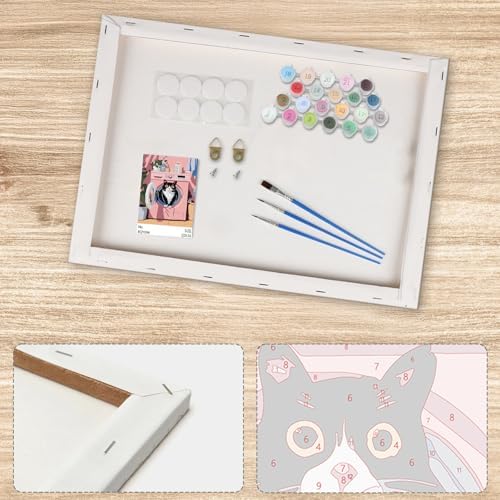 Lxmsja Cat Plants Paint by Numbers Kit for Adults, Washing Scene Acrylic Paint by Numbers for Adults Beginner, DIY Craft Supplies Oil Painting Kits for Home Wall Decor 8x12 inch (Framed) - Image 5