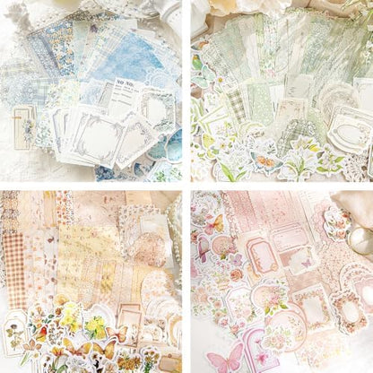 420Pcs Vintage Floral Scrapbook Supplies Kit, Retro Flower Scrapbook Paper Junk Journal Stickers Set, DIY Craft Accessories for Bullet Journal Planner Collage Card Making - Image 4